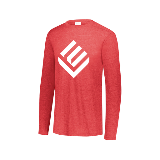 [FTLCUBRD-AXS-LOGO2] Decker Men's Tri-Blend T-Shirt - Long Sleeve (Adult XS, Red, Logo 2)