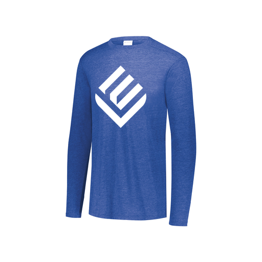 [FTLCUBRY-YS-LOGO2] Decker Youth Tri-Blend T-Shirt - Long Sleeve (Youth S, Royal, Logo 2)