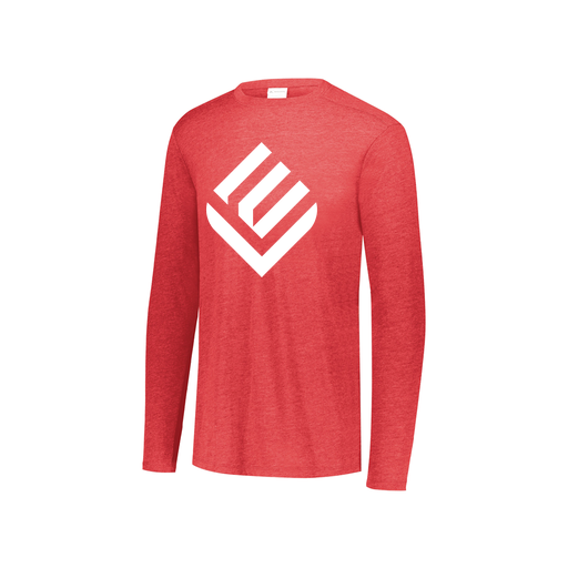 [FTLCUBRD-YS-LOGO2] Decker Youth Tri-Blend T-Shirt - Long Sleeve (Youth S, Red, Logo 2)